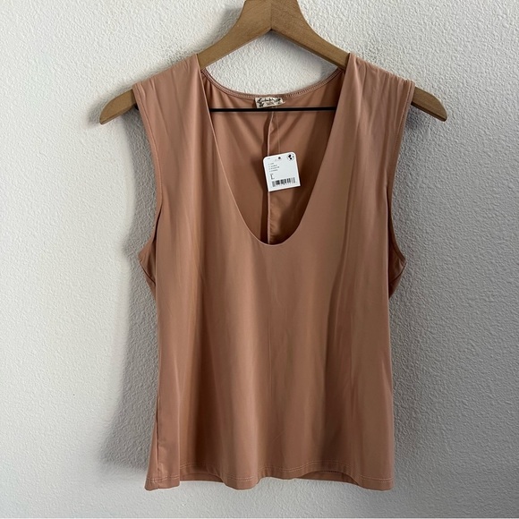 Free People Tops - Free People Intimately Tan Second Skin Rounded V Neck Tank Large